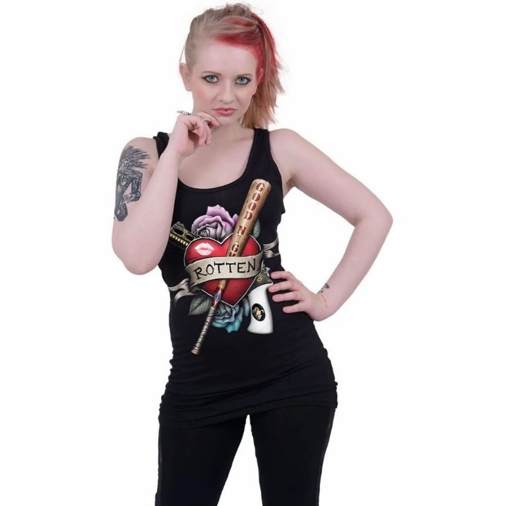 harley quinn rotten womens razor back Black new